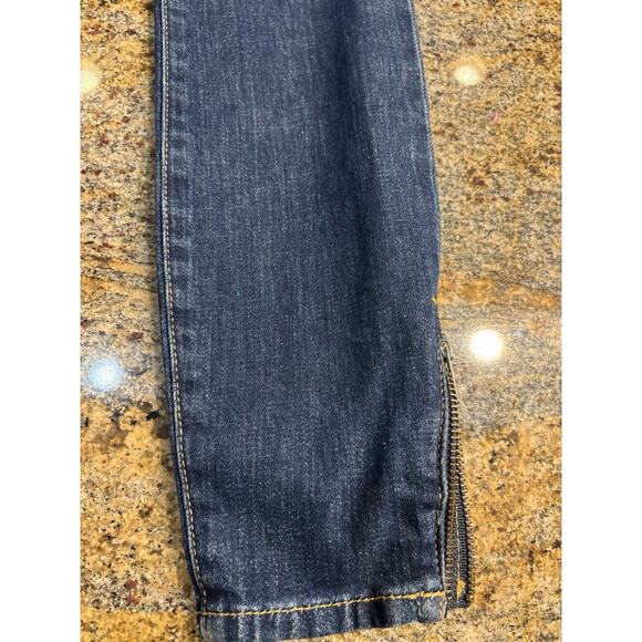 *Gorgeous* ALICE AND OLIVIA Wide Flare Leg Fitted Denim Zip Jumpsuit Size 25 - Picture 8 of 15